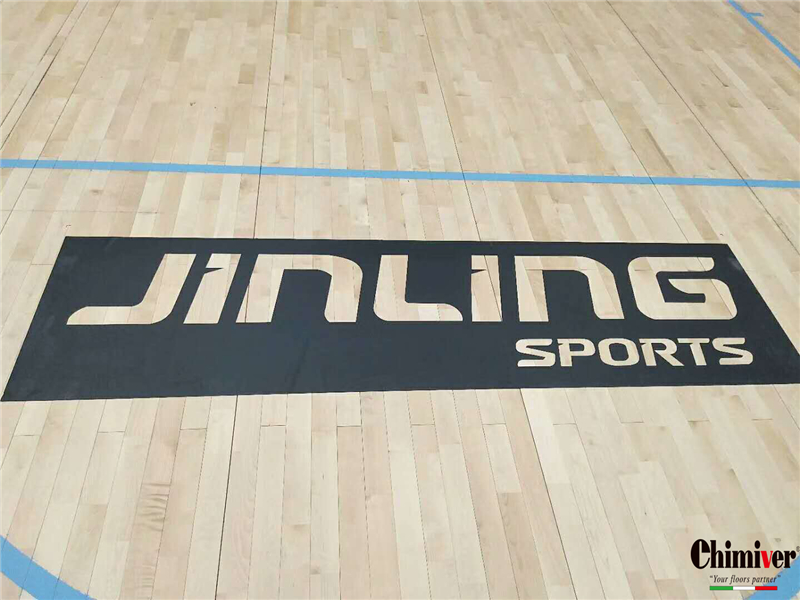 凱美沃FIBA上海籃球館體育彩漆運動木地板畫線漆LOGO案例
