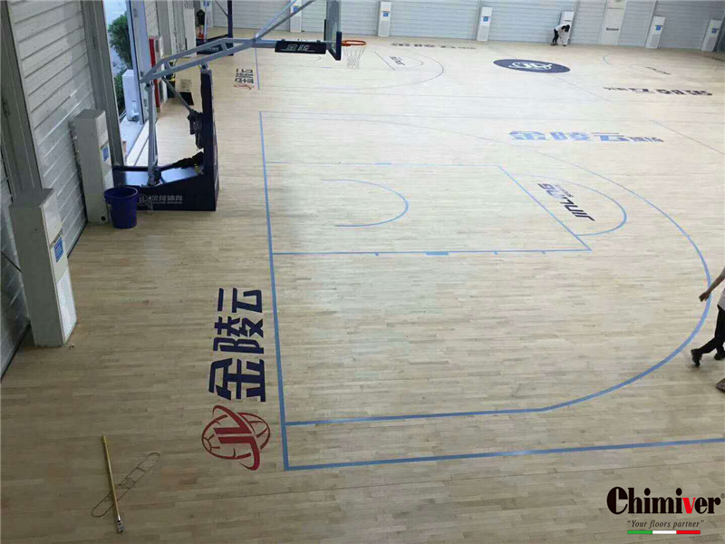 凱美沃FIBA上海籃球館體育彩漆運動木地板畫線漆LOGO案例