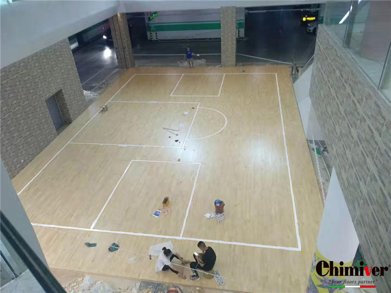 凱美沃無錫尚籃球館翻新保養彩漆施工案例